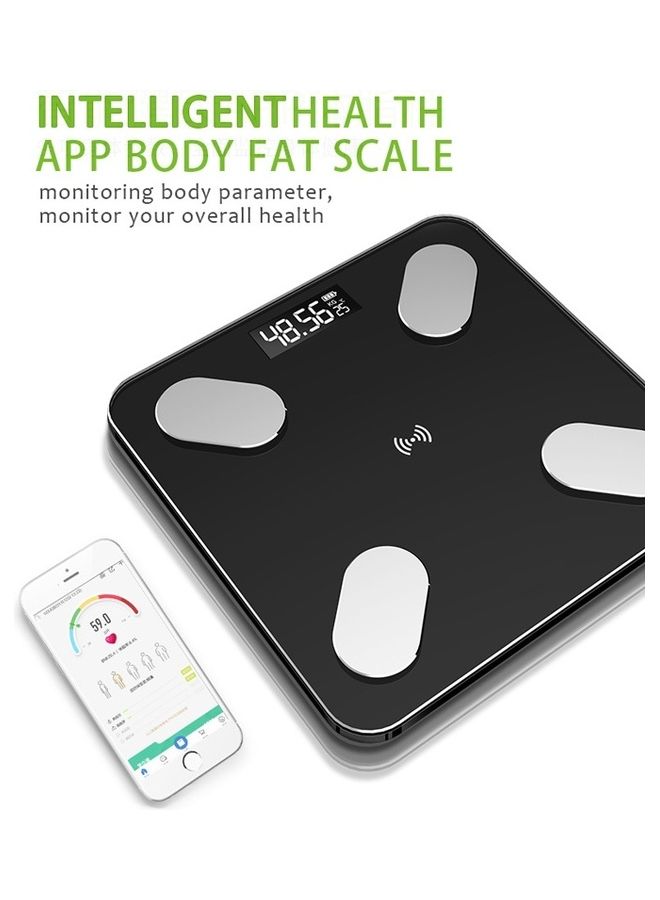 Smart Bluetooth Weight and Body Fat Measurement Health Scale Black/White 29.50 x 29.50 x 5cm - Image 2
